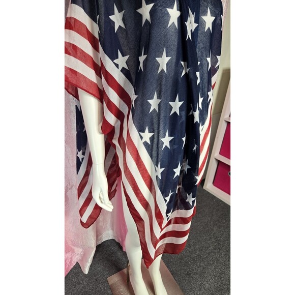 Steve Madden American Flag Blue Star Stripes Beach Wear Kimono One Size - Picture 4 of 9